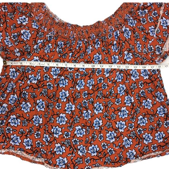 American Rag Top Floral Off the Shoulder Casual Blouse‎ Women's M Keyhole Back - Picture 4 of 10